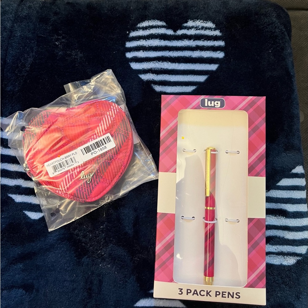 Lug heart pouch Berry Pld with matching pen